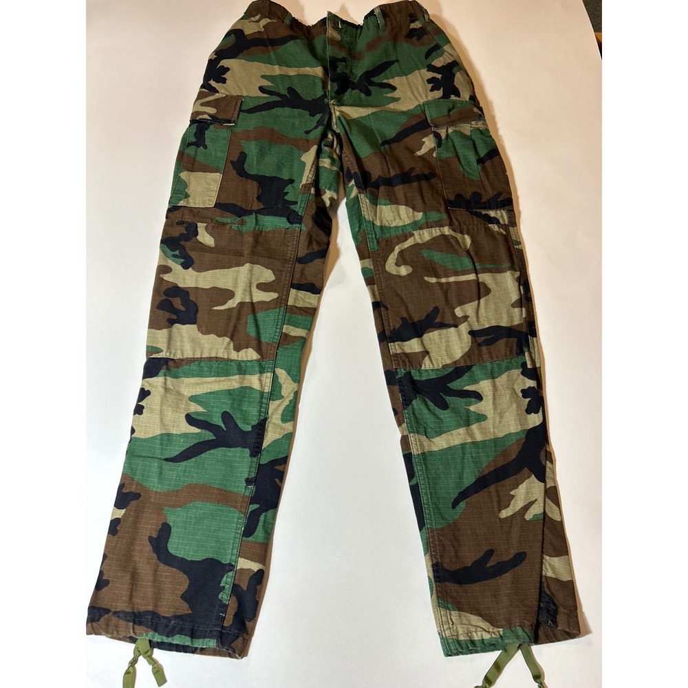 Tru-Spec Cargo Pants Mens Medium Long Camo Green Excellent Ripstop Woodland BDU